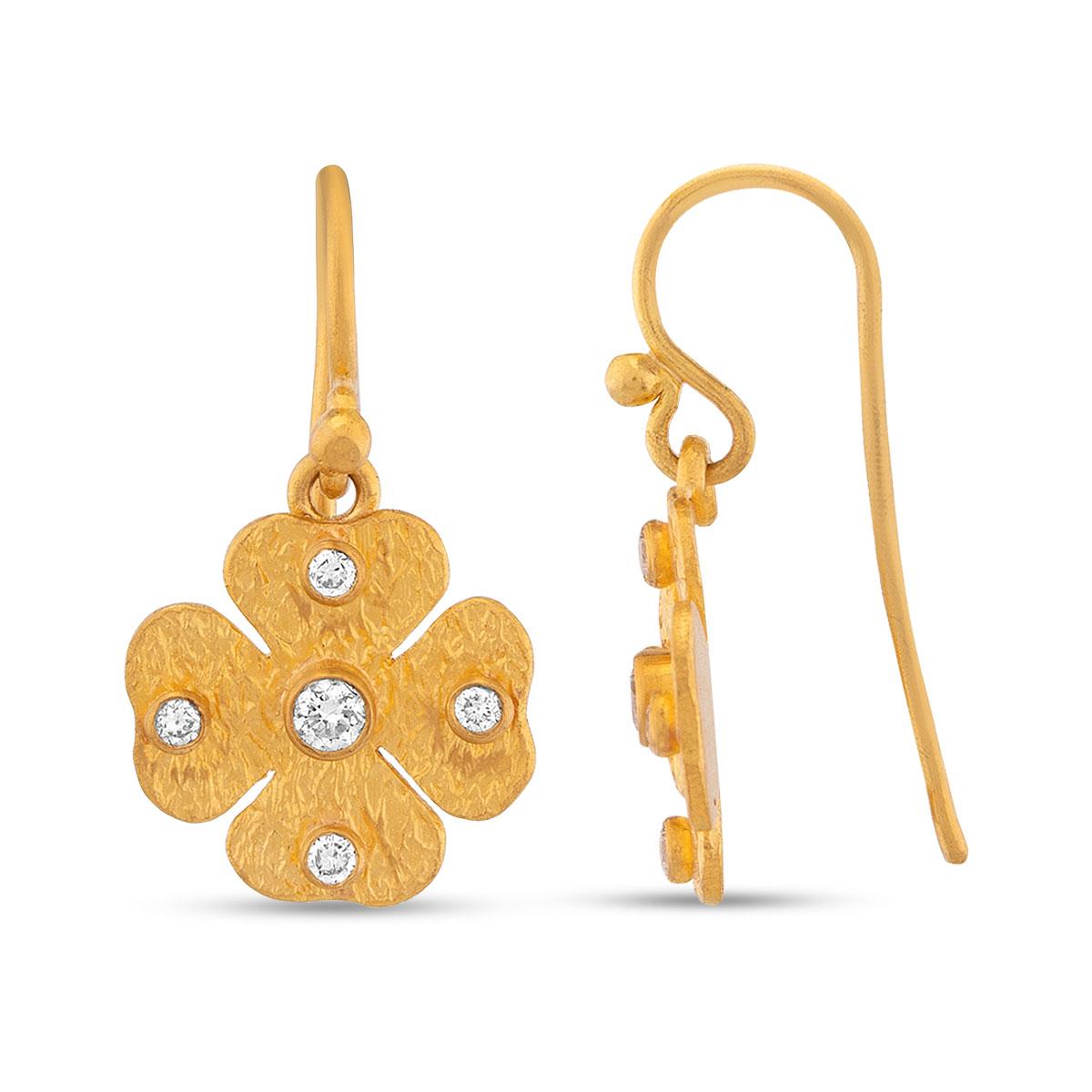 Flower Earrings with Diamond