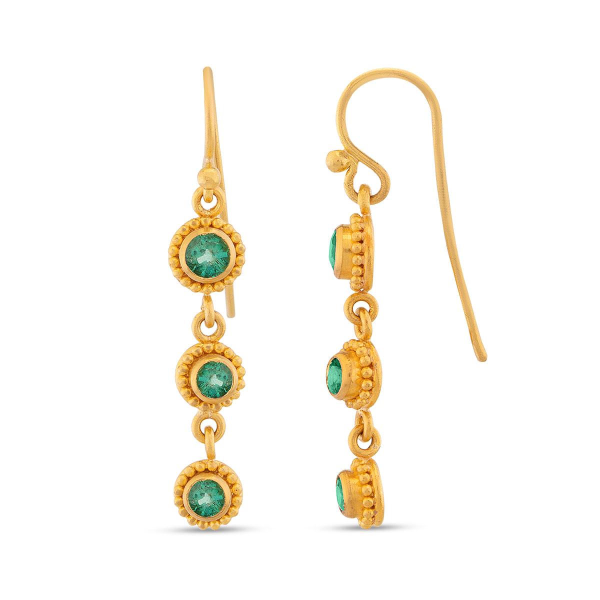 Granulated Earring - Emerald