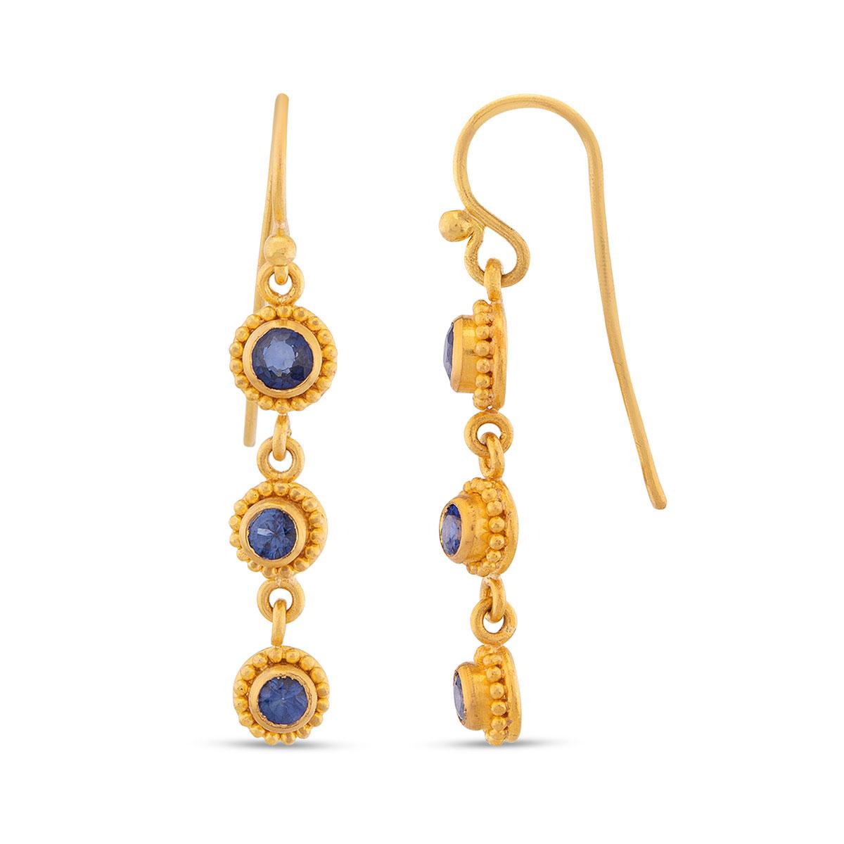 Granulated Earring - Sapphire