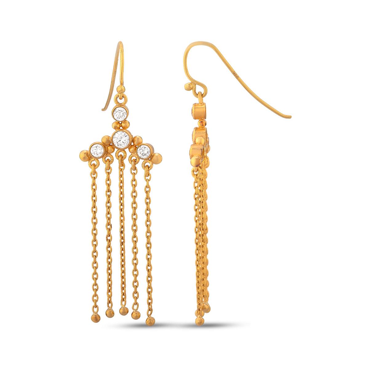 Three Diamond Chain Earrings