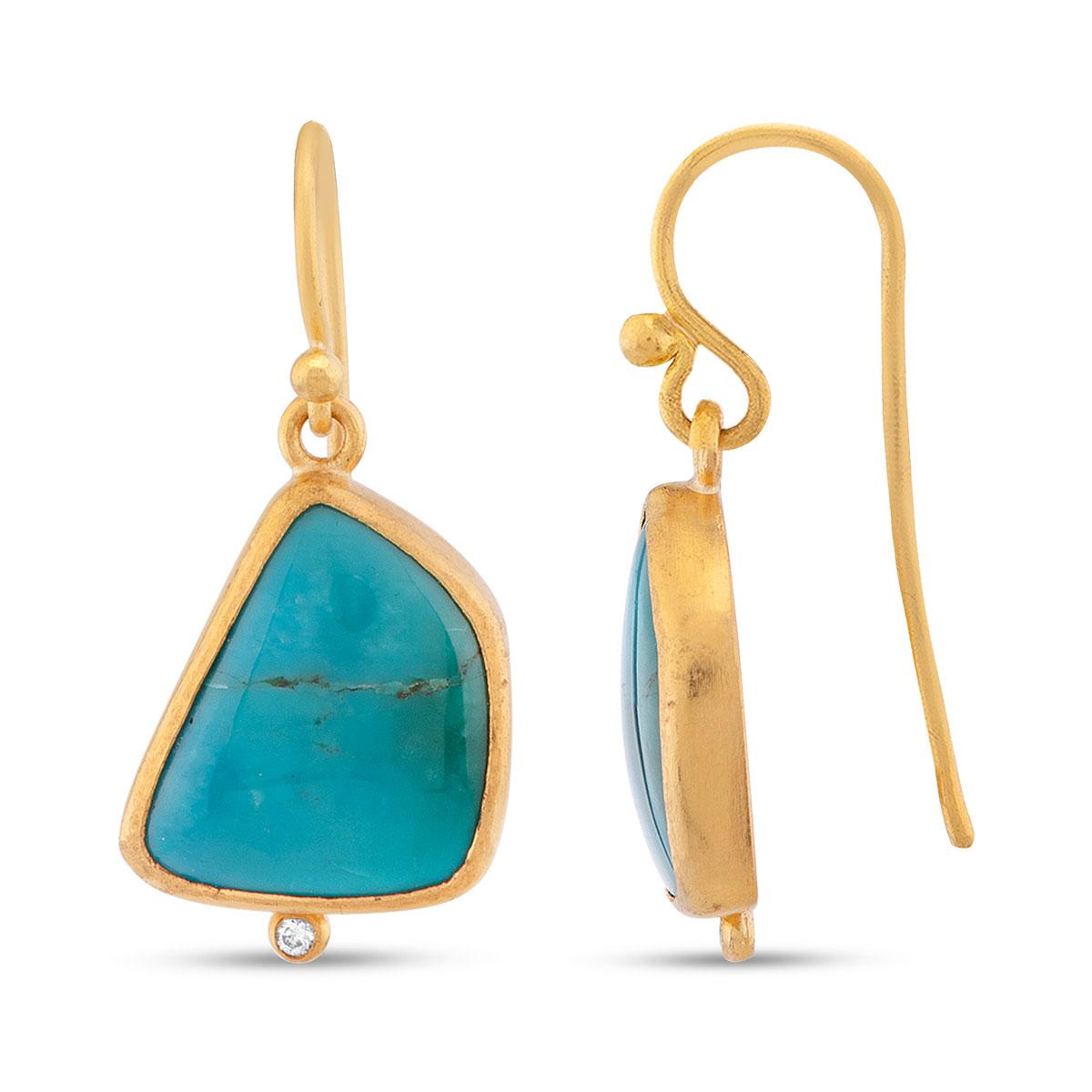 Turquoise Earrings with Diamond