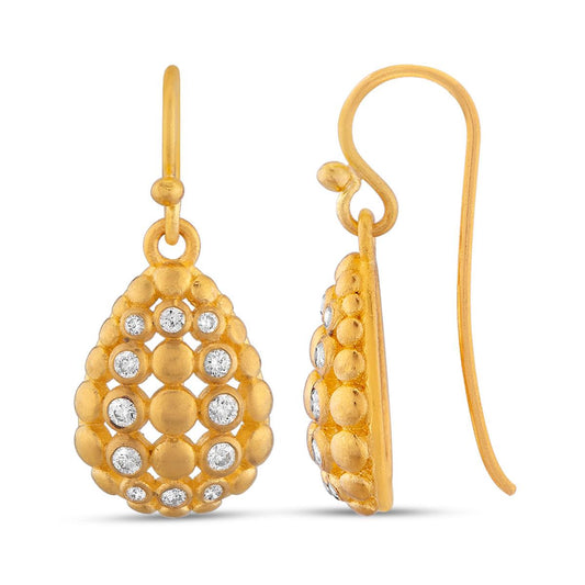 Drop Honeycumb Earrings with Diamond