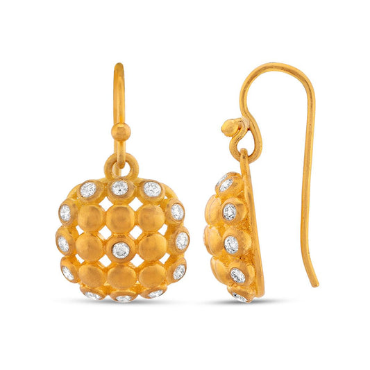 Square Honeycomb Earrings with Diamond