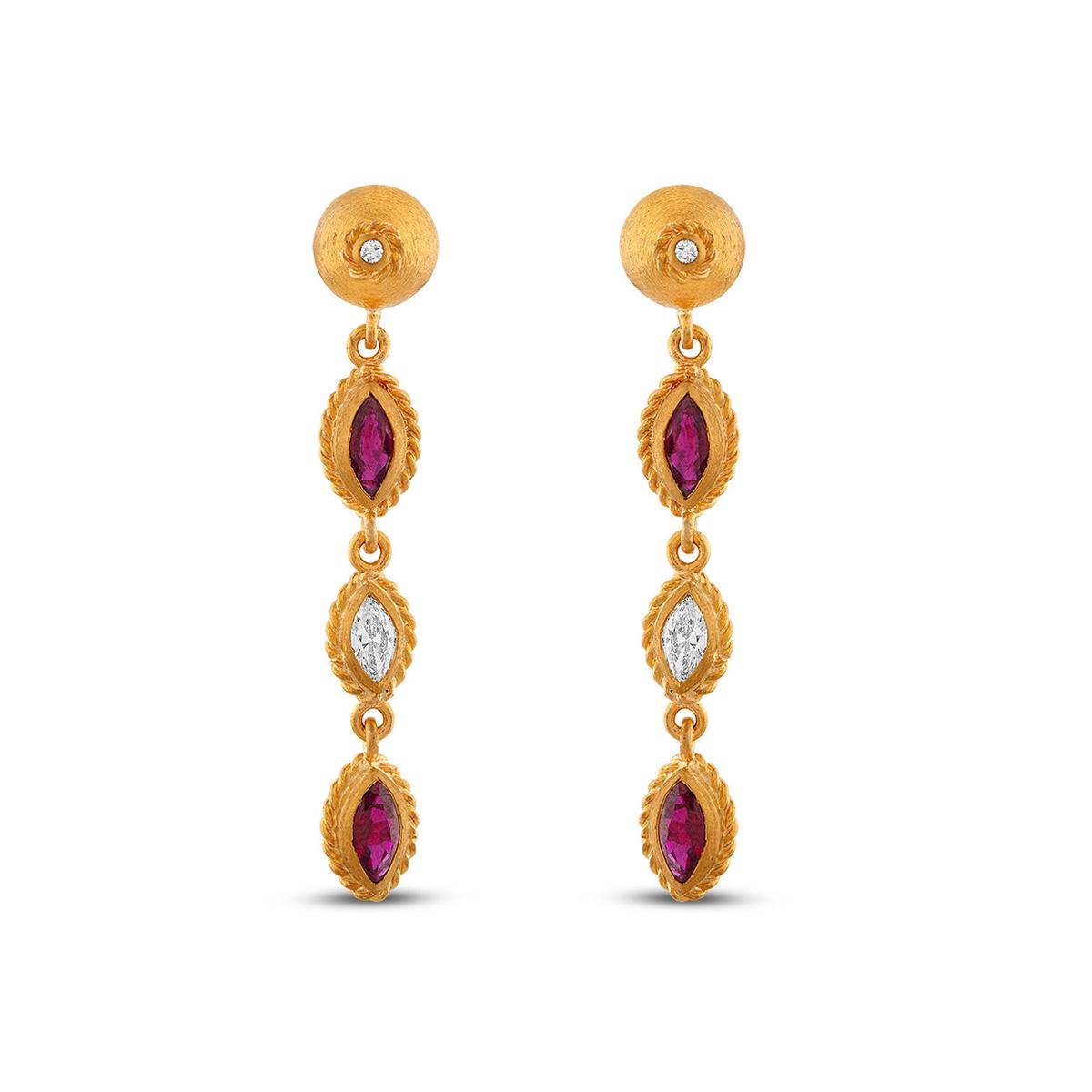 Marquise Ruby & Diamond Earrings