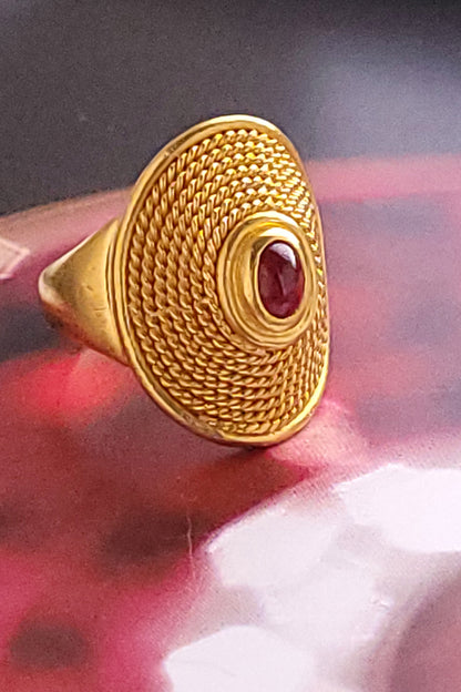 Ruby Cabochon Rope Ring