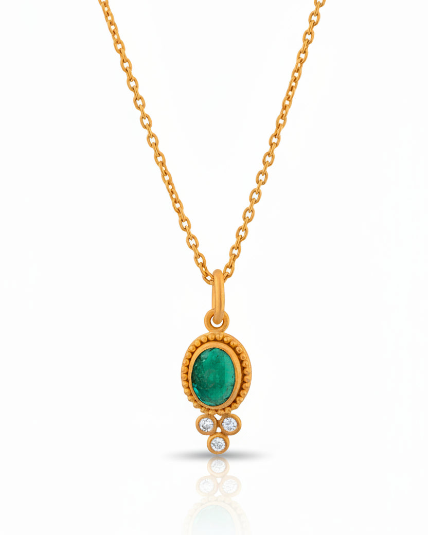 Oval Emerald Cabochon Pendant