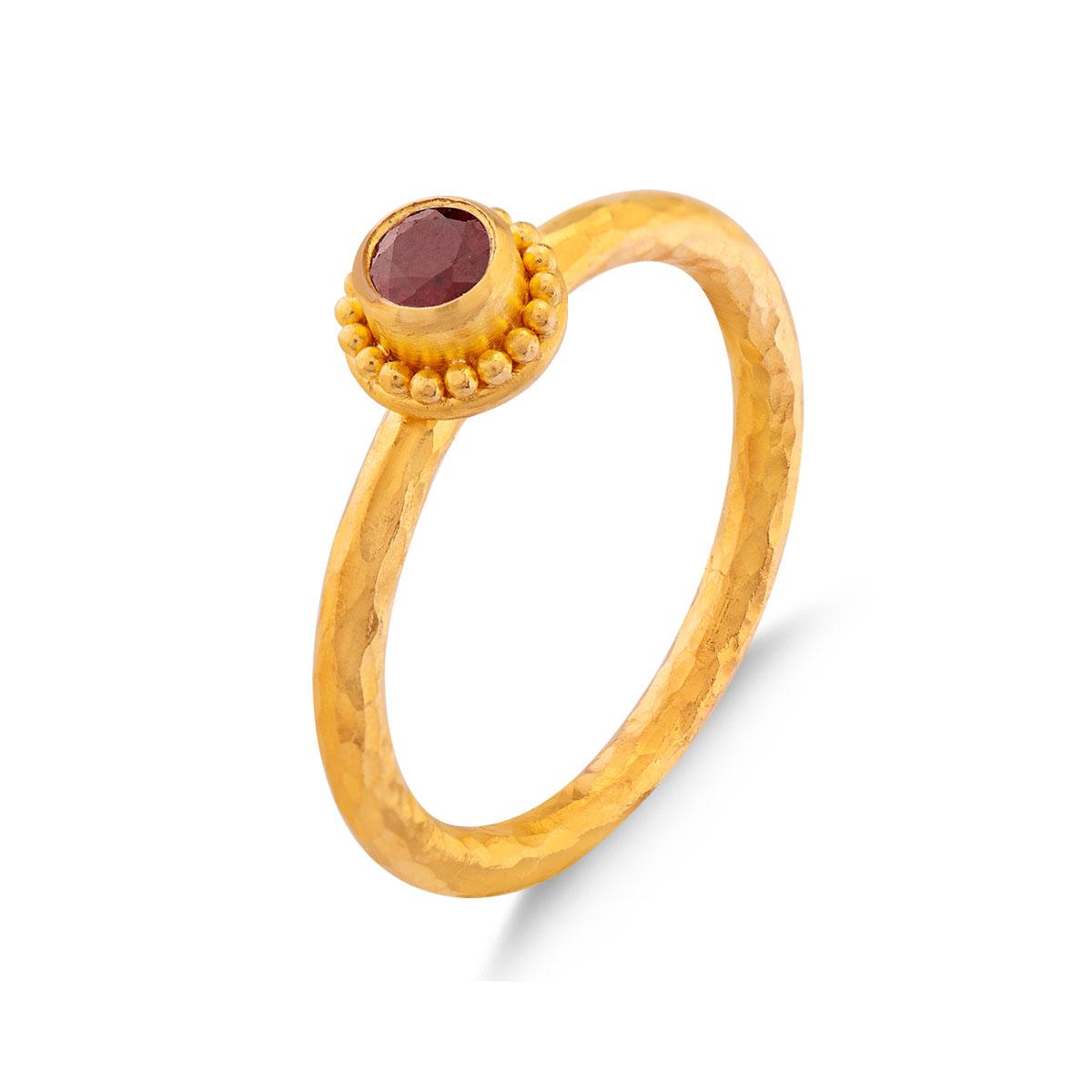 Granulated Stack Ring - Ruby