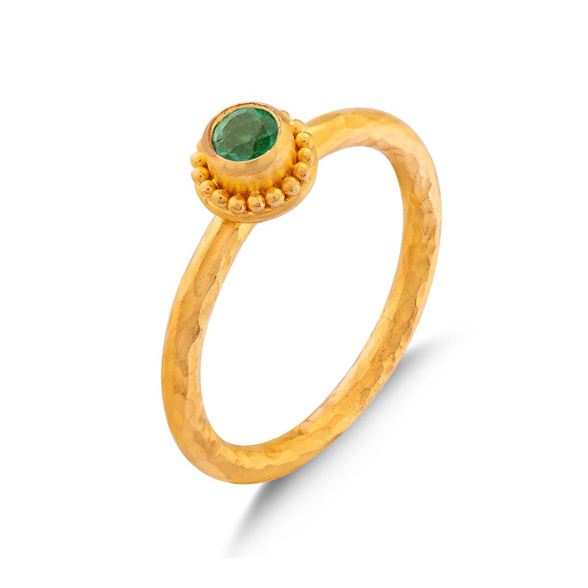 Granulated Stack Ring - Emerald