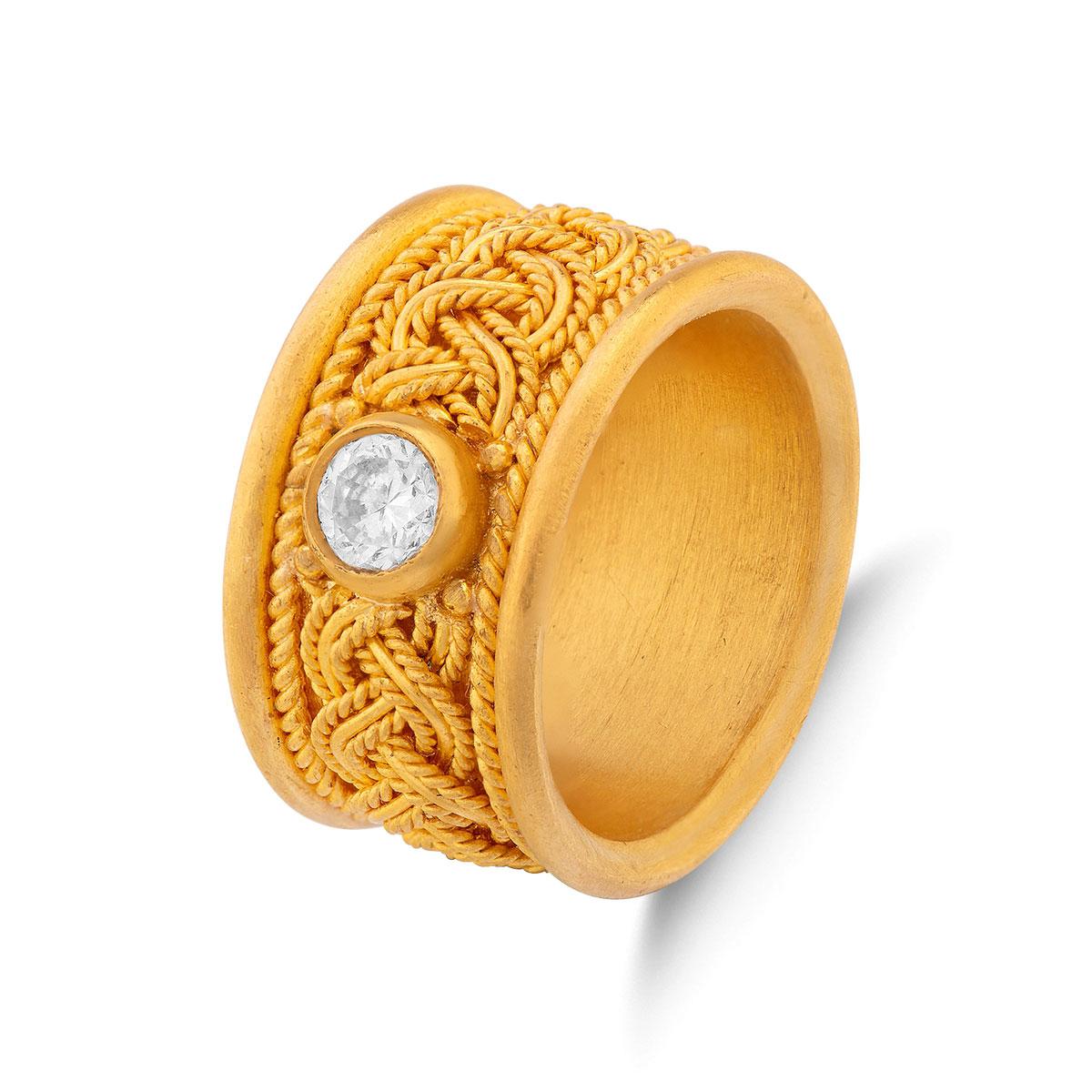 Braided Diamond Cigar Band Ring