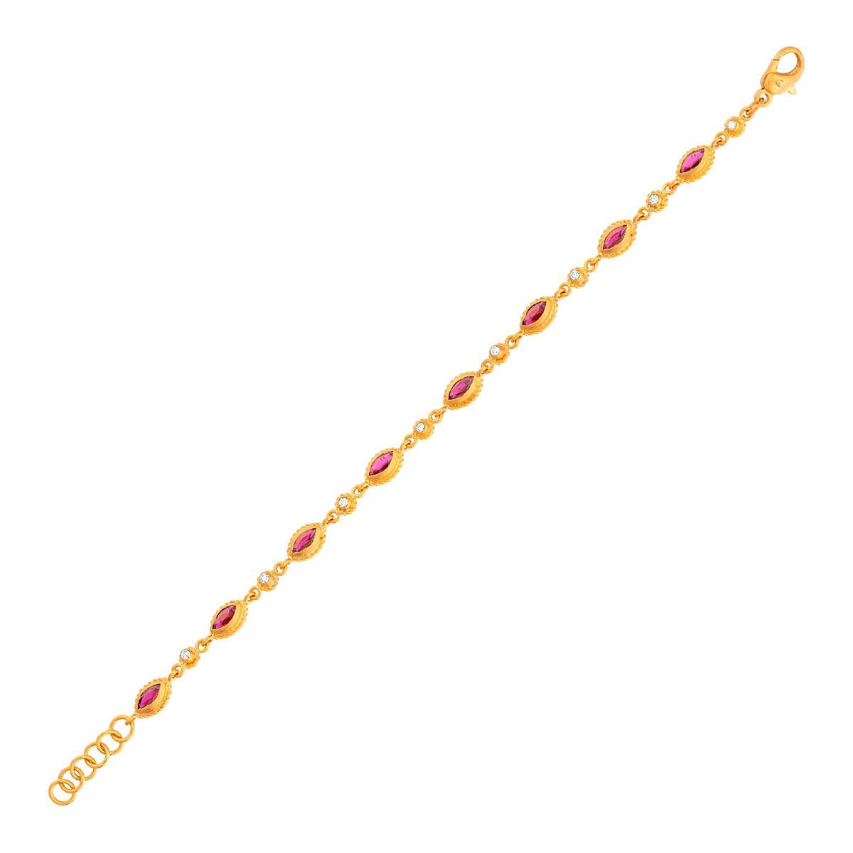 Marquise Ruby and Diamond Bracelet