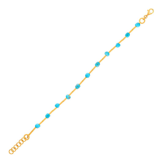 Turquoise and Gold Beaded Bracelet