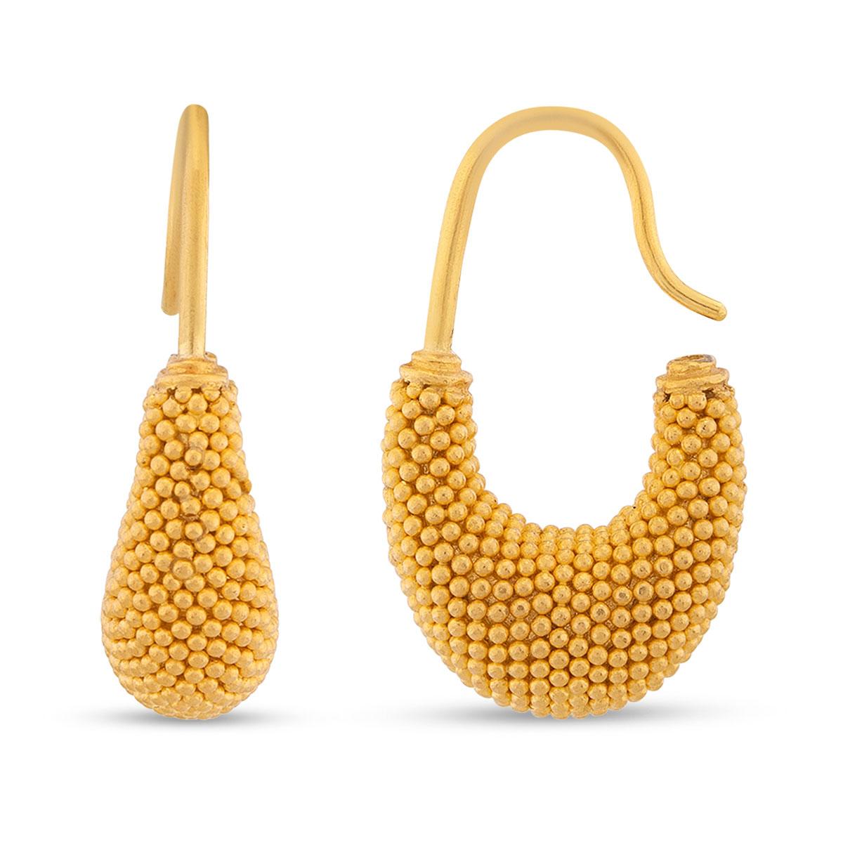 Boat Shape Granulation Earrings