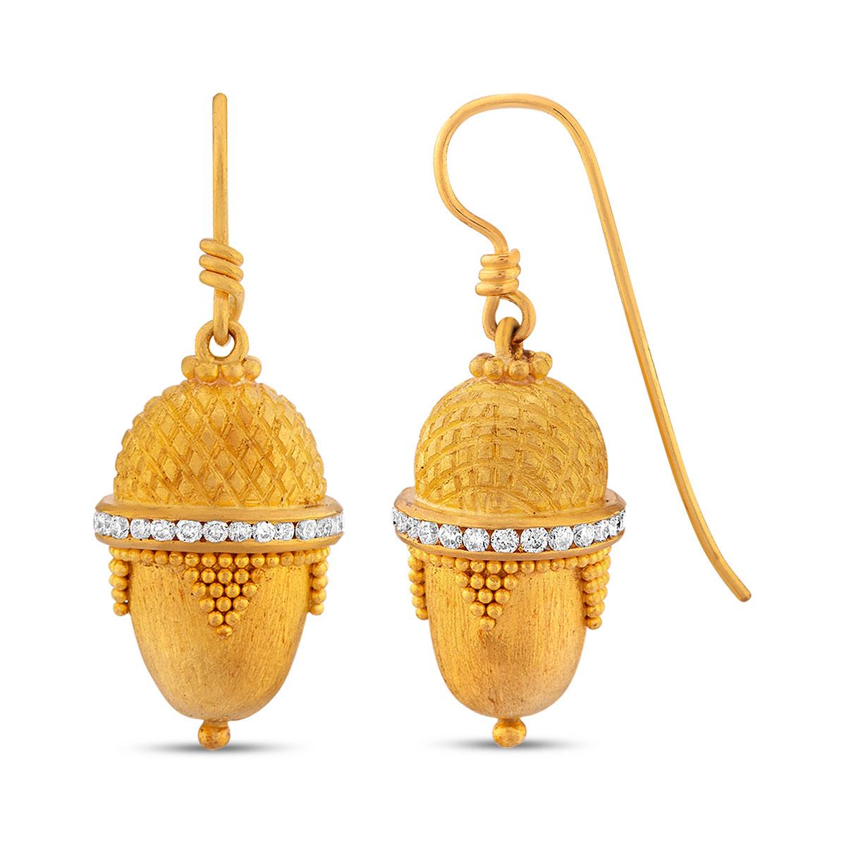 Acorn Earrings with Diamonds