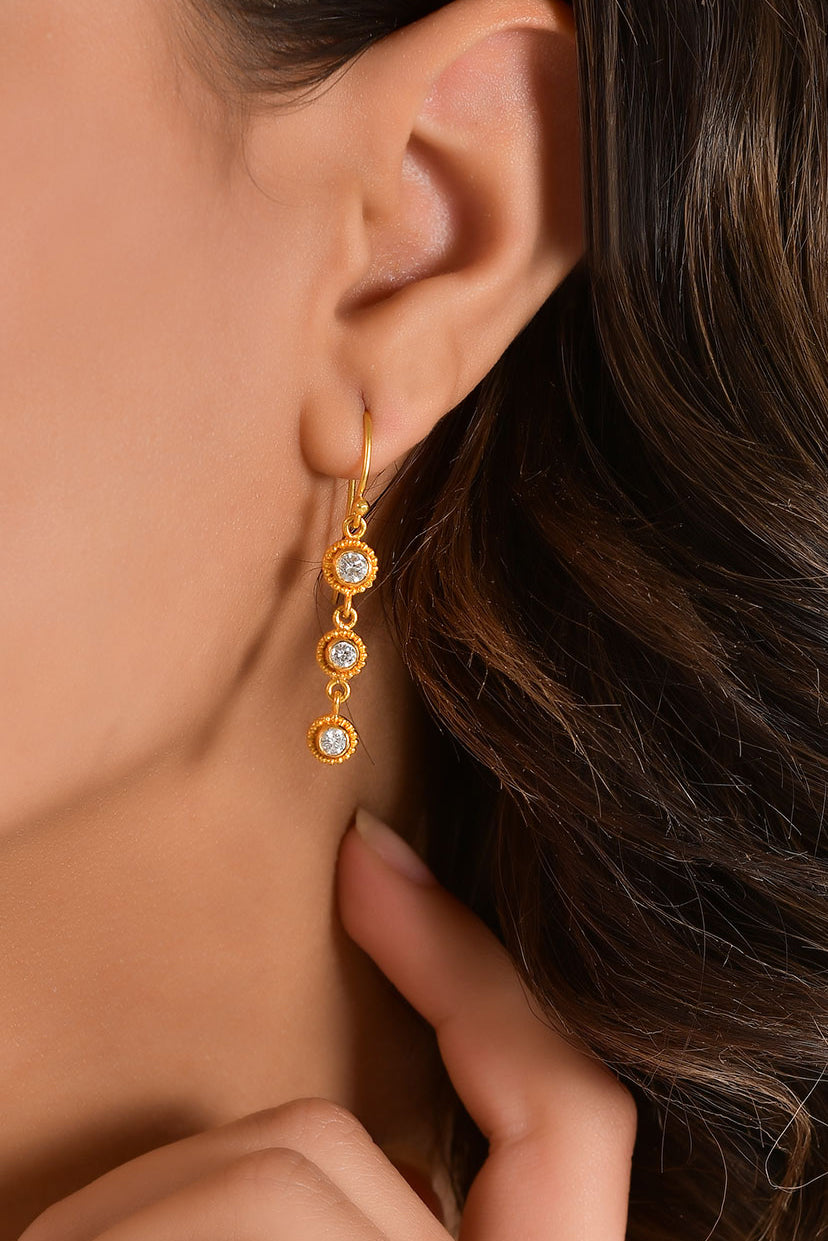 Granulated Bezel Drop Earrings