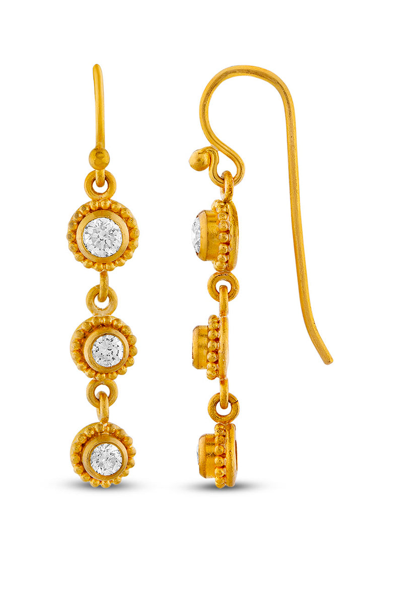 Granulated Bezel Drop Earrings