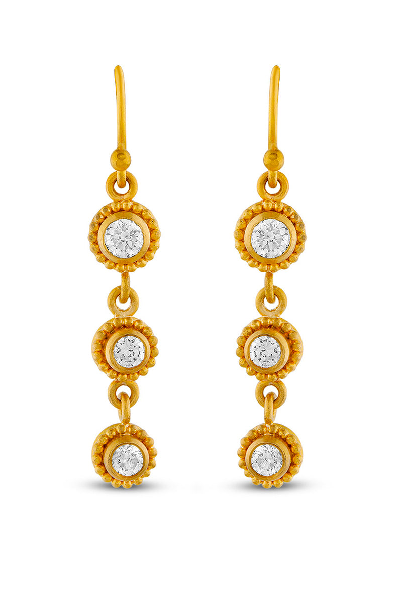 Granulated Bezel Drop Earrings