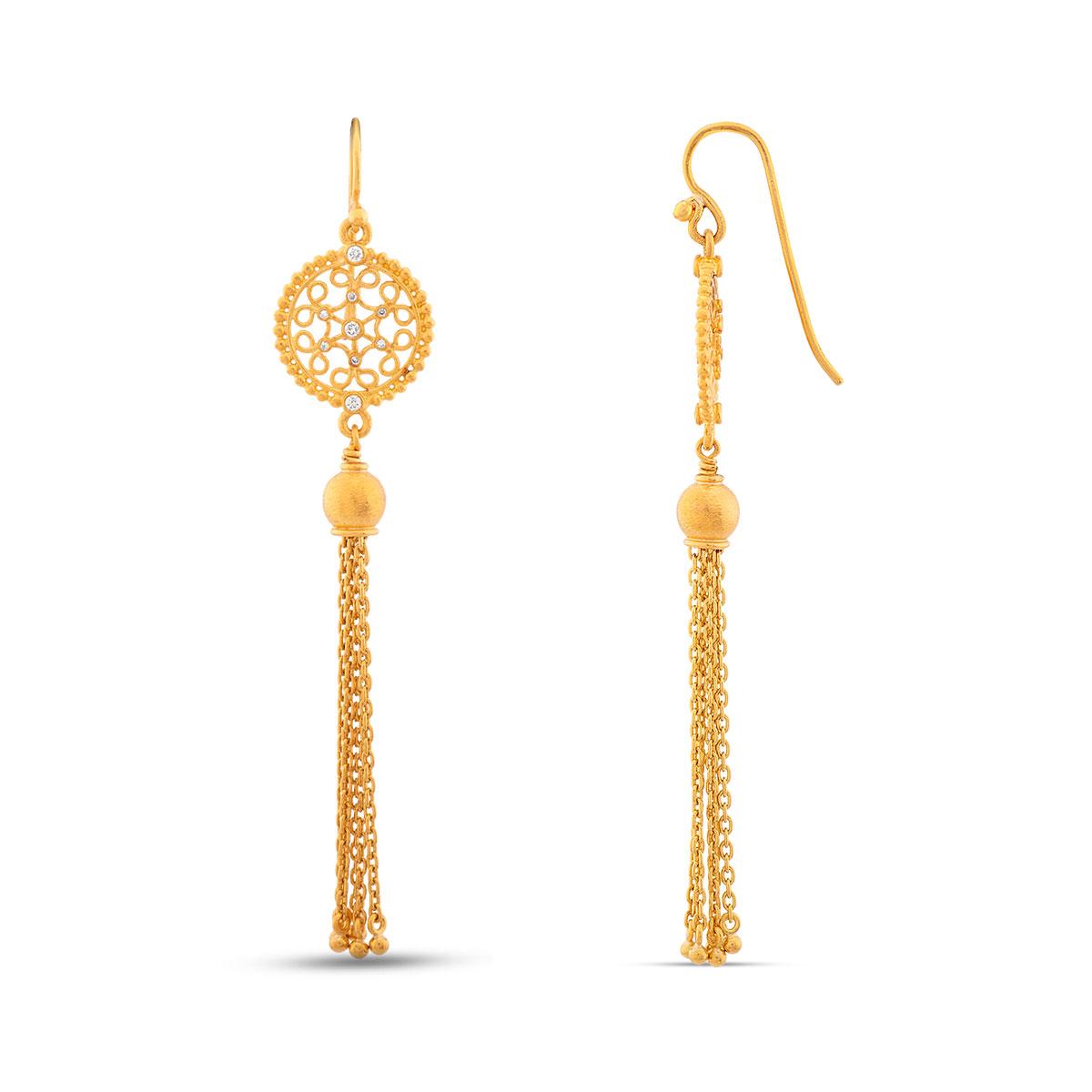 Filigree Medallion Tassle Earrings