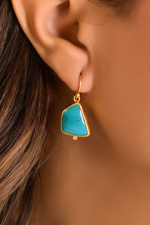 Turquoise Earrings with Diamond