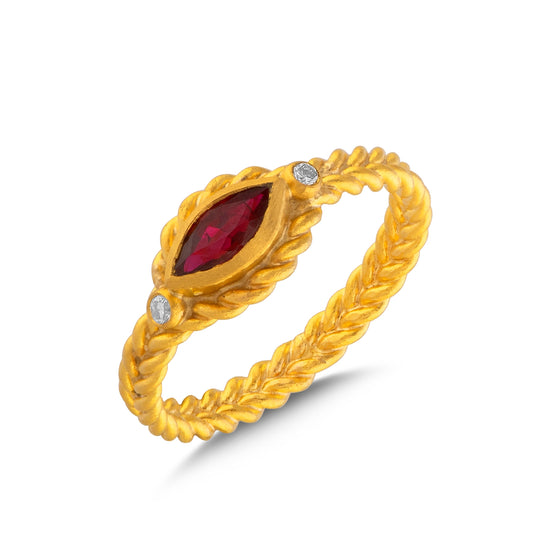 Marquise Cut Ruby Twisted Rope Ring