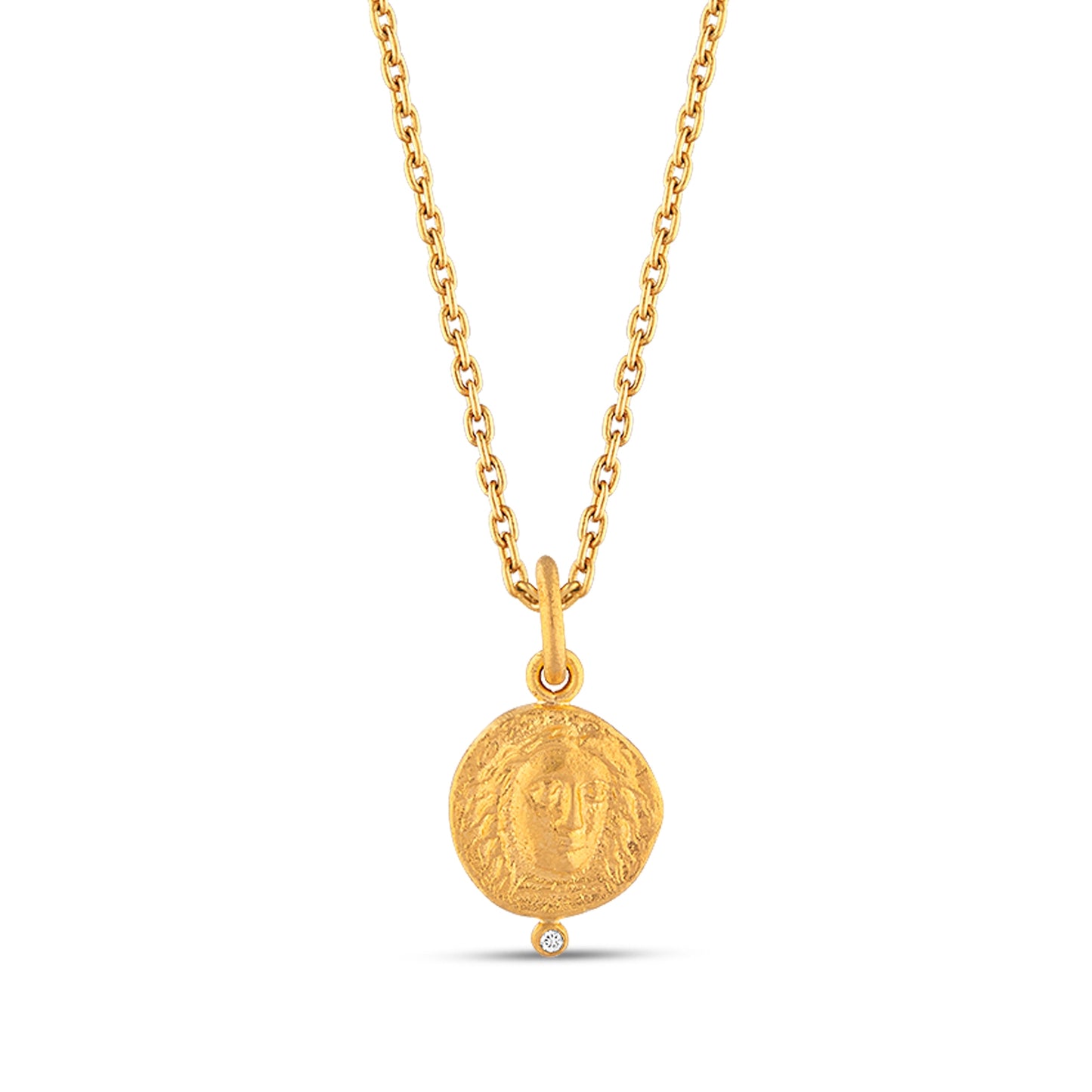 Helios Coin Pendant with Diamond