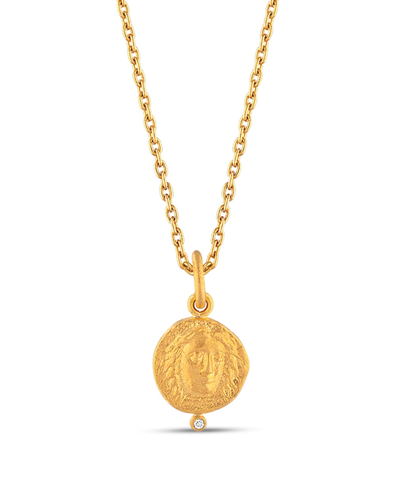 Helios Coin Pendant with Diamond