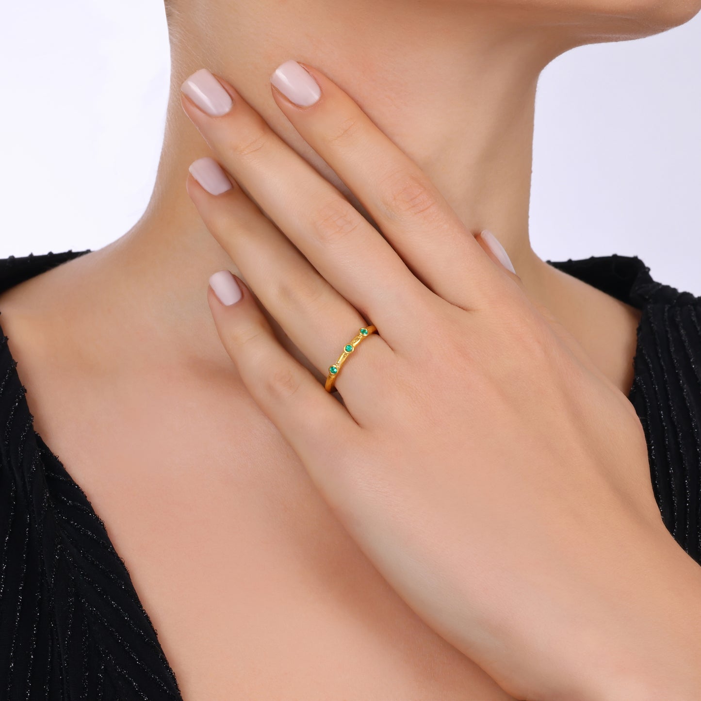3 Stone Emerald Ring