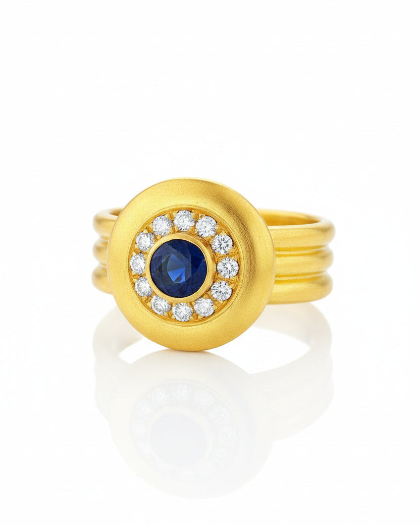 Sapphire Triple Band Halo Ring