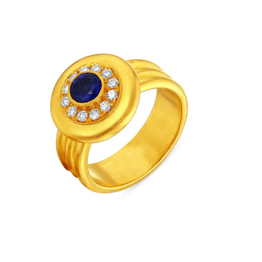 Sapphire Triple Band Halo Ring