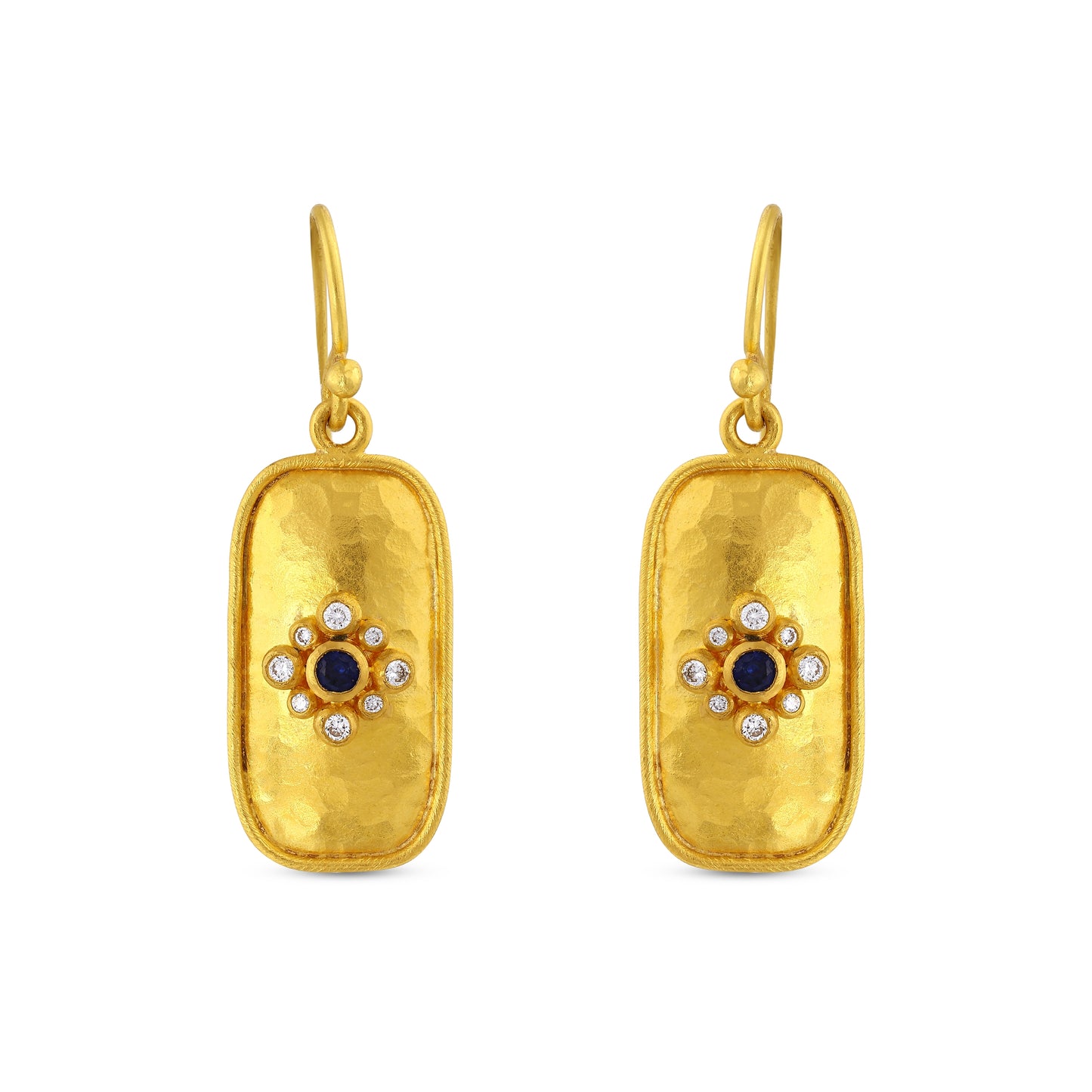 Rectangle Sapphire And Diamond Earring