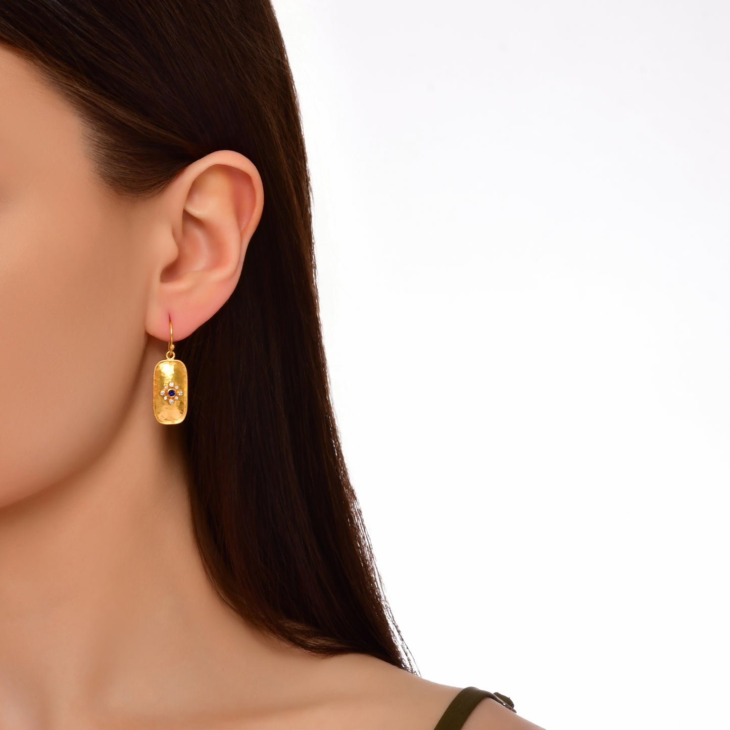 Rectangle Sapphire And Diamond Earring