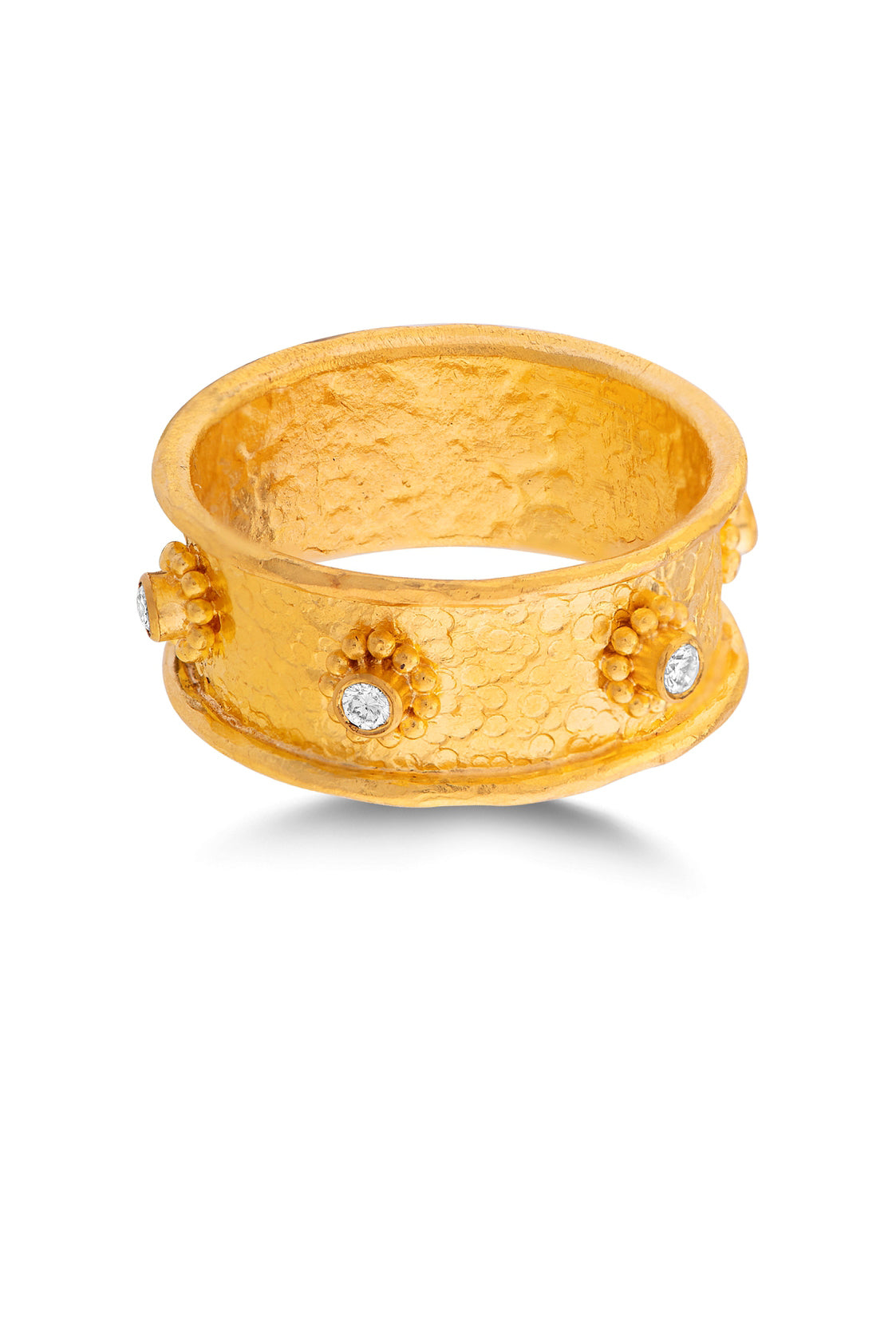 Studded Etruscan Band Ring Wide