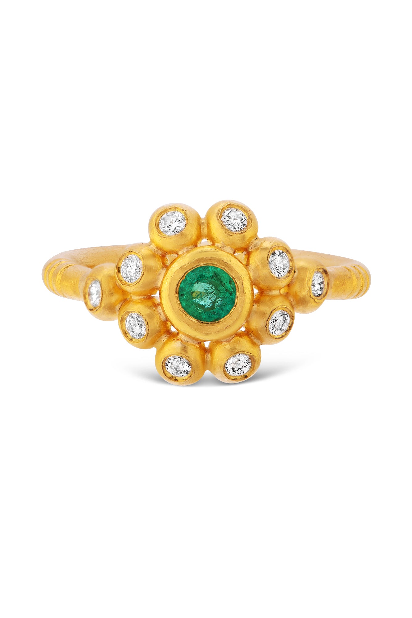 Emerald & Diamond Floret Ring