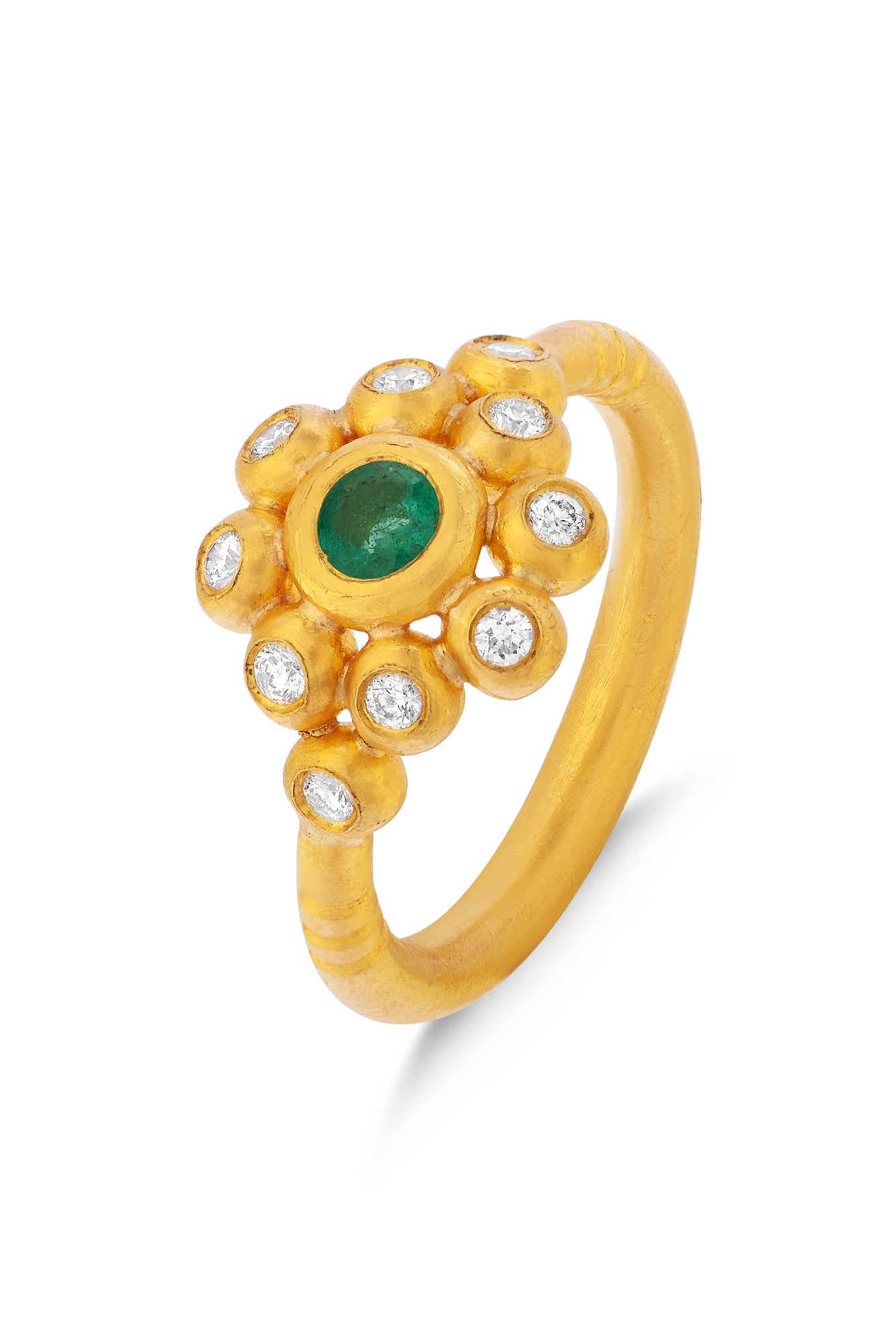 Emerald & Diamond Floret Ring