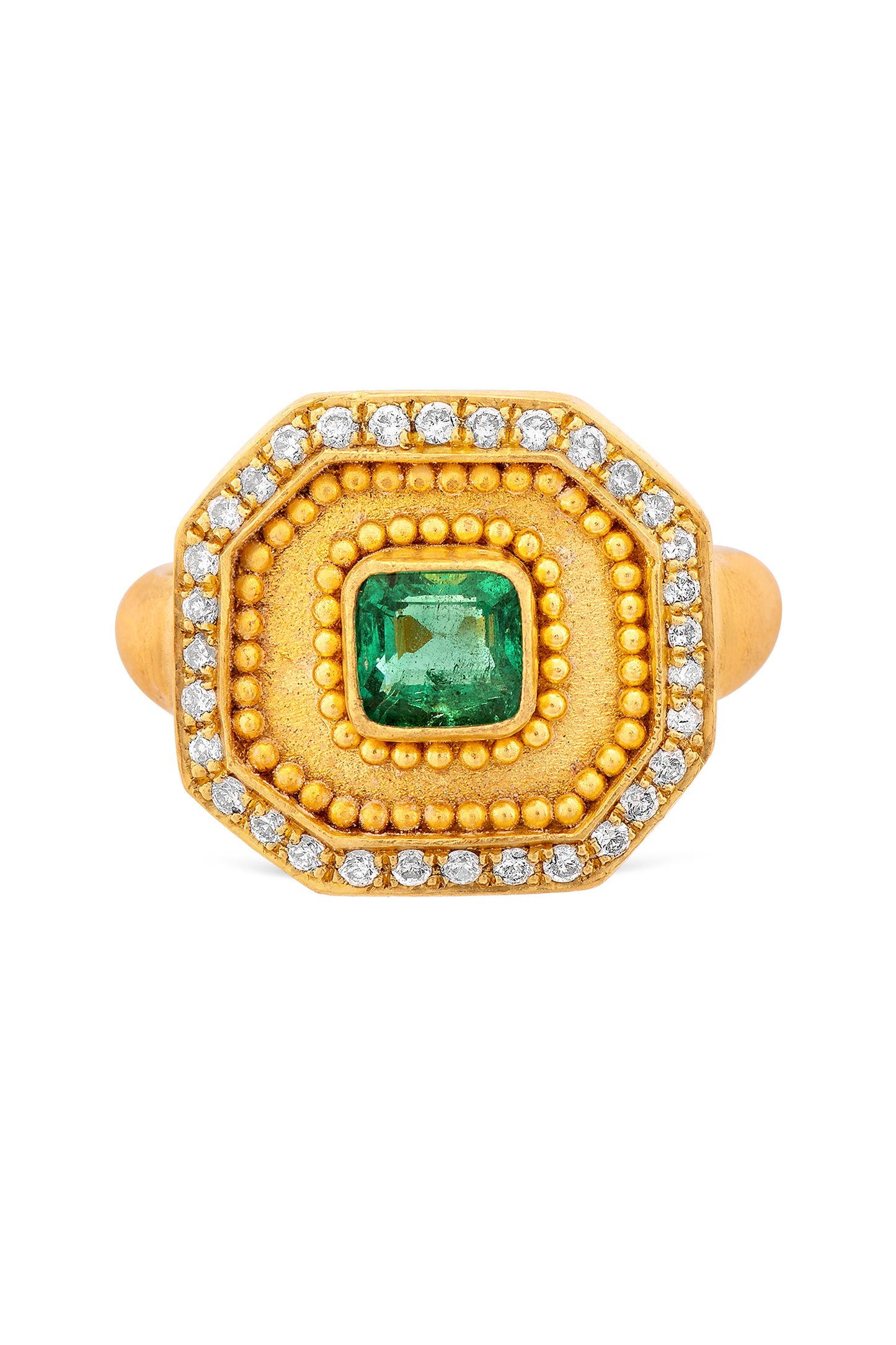 Princess Cut Octagonal Emerald Ring