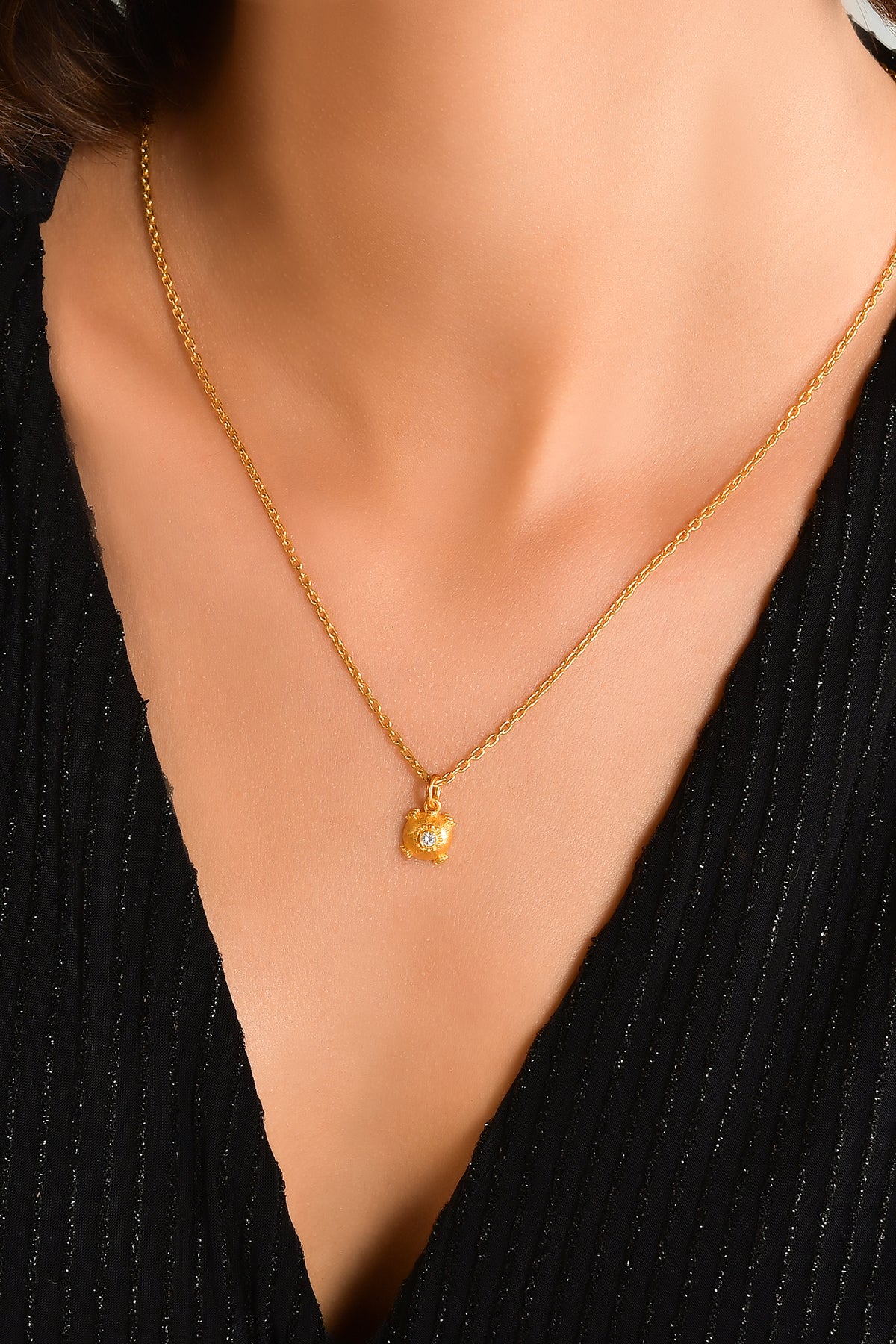 Domed Granulation Pendant with Diamond