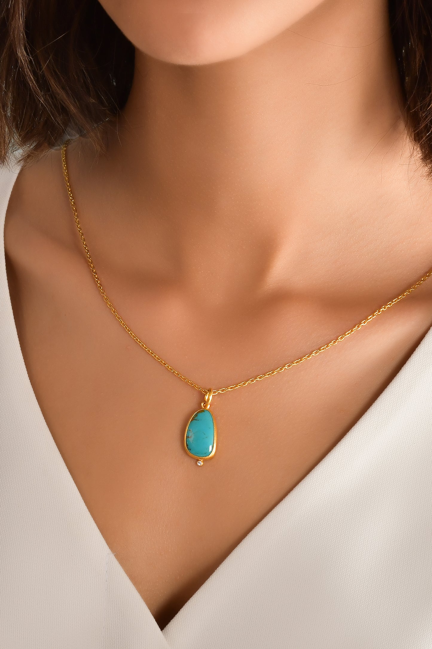 Turquoise Pendant with Diamond