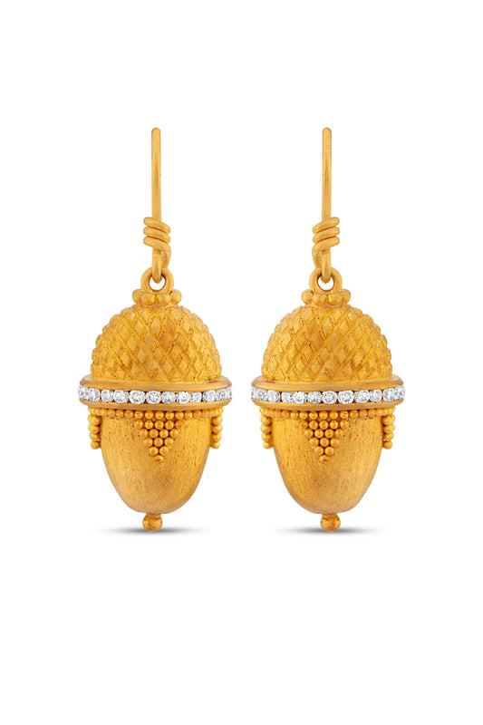 Acorn Earrings with Diamonds