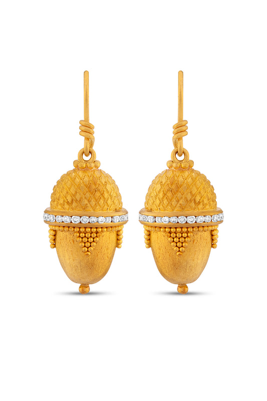 Acorn Earrings with Diamonds