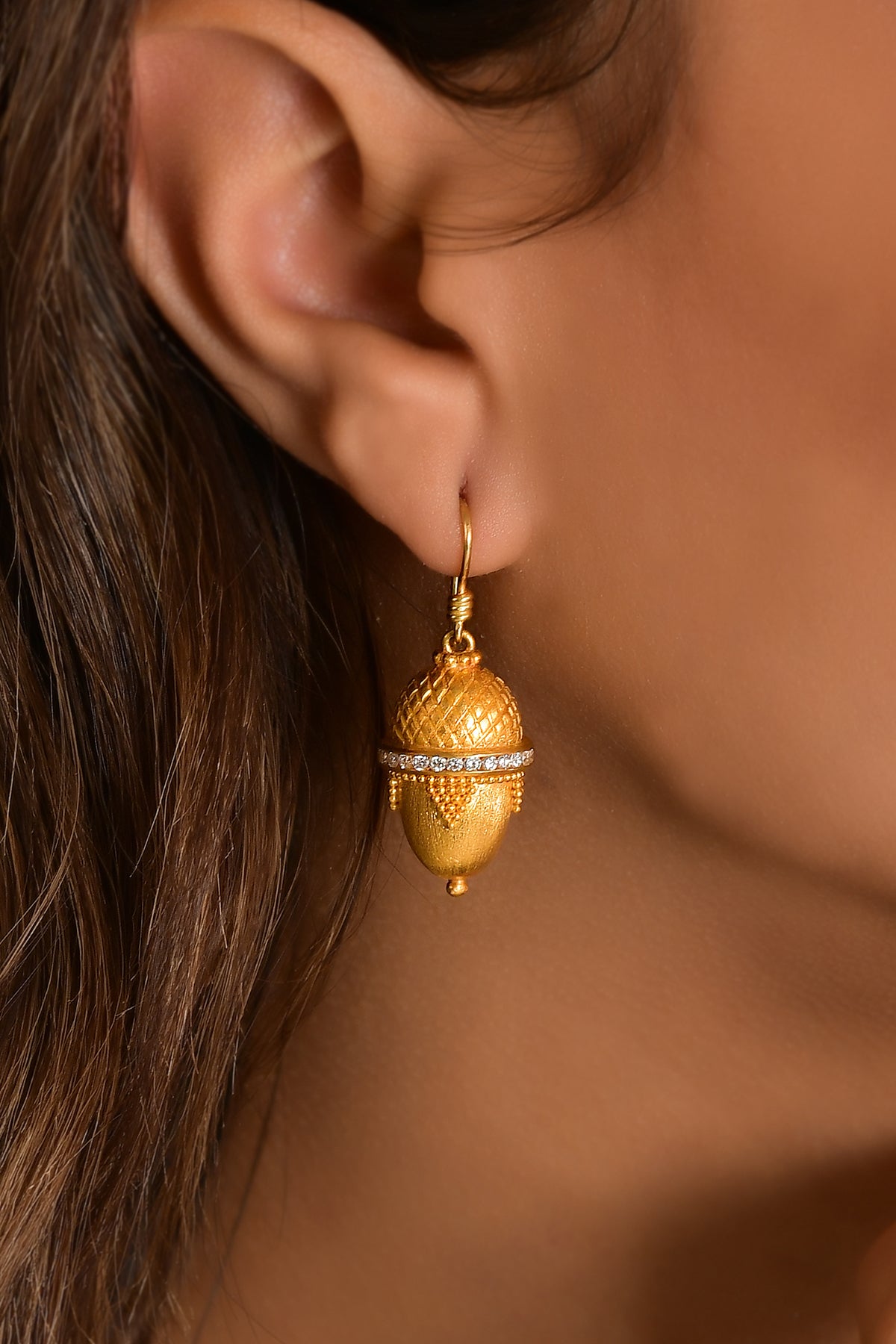 Acorn Earrings with Diamonds