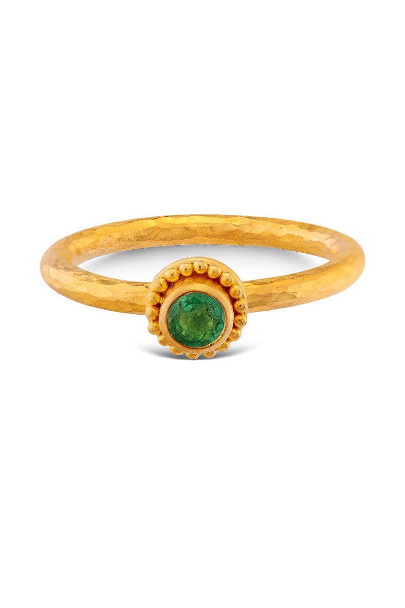 Granulated Stack Ring - Emerald