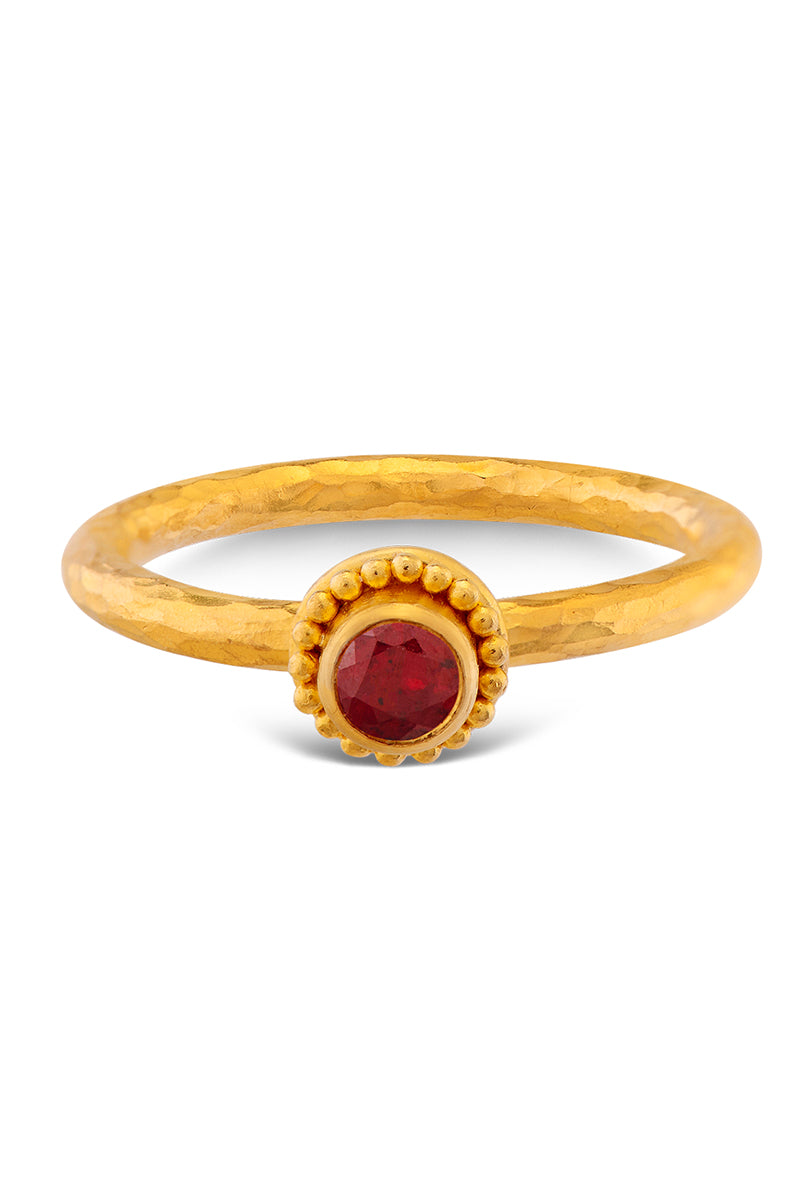 Granulated Stack Ring - Ruby