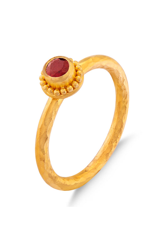 Granulated Stack Ring - Ruby