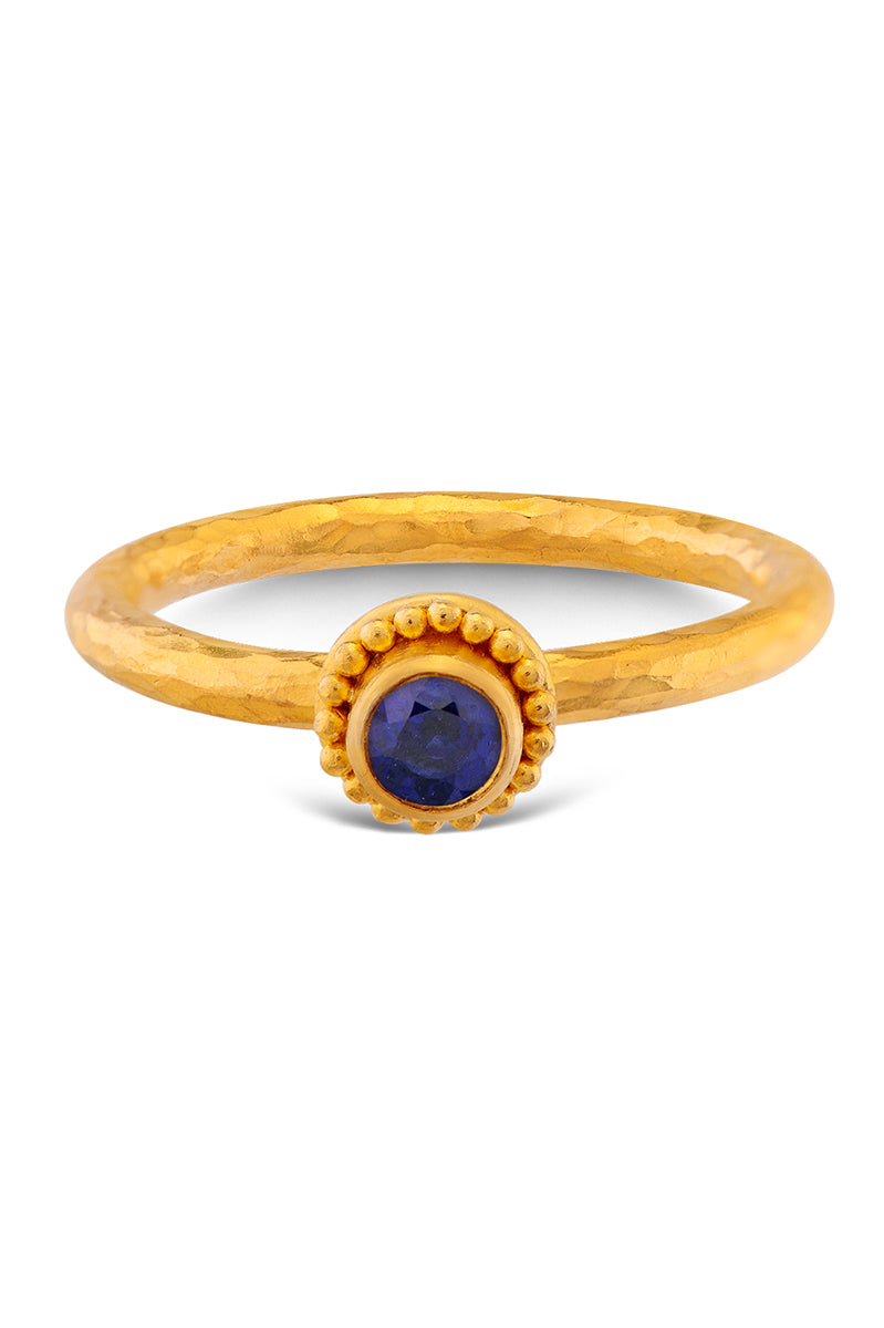 Granulated Stack Ring - Blue Sapphire