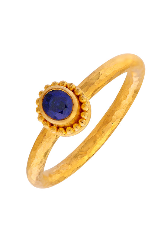 Granulated Stack Ring - Blue Sapphire
