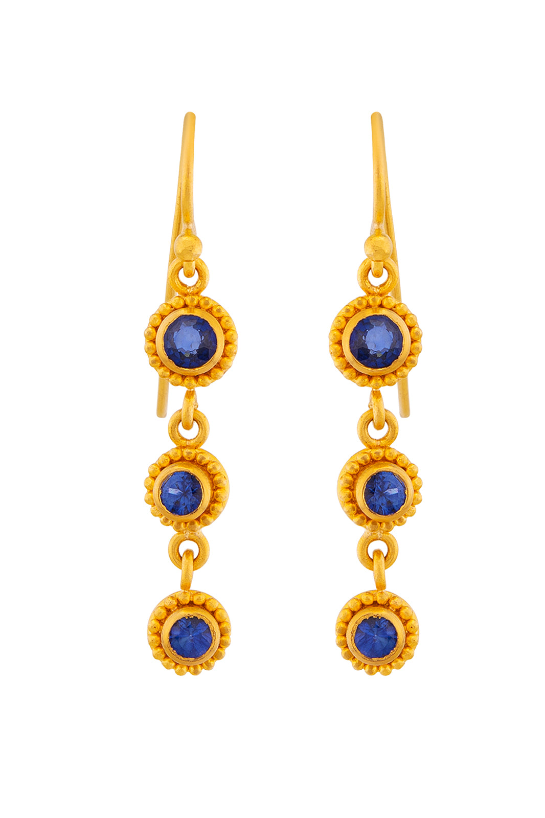 Granulated Bezel Drop Earrings