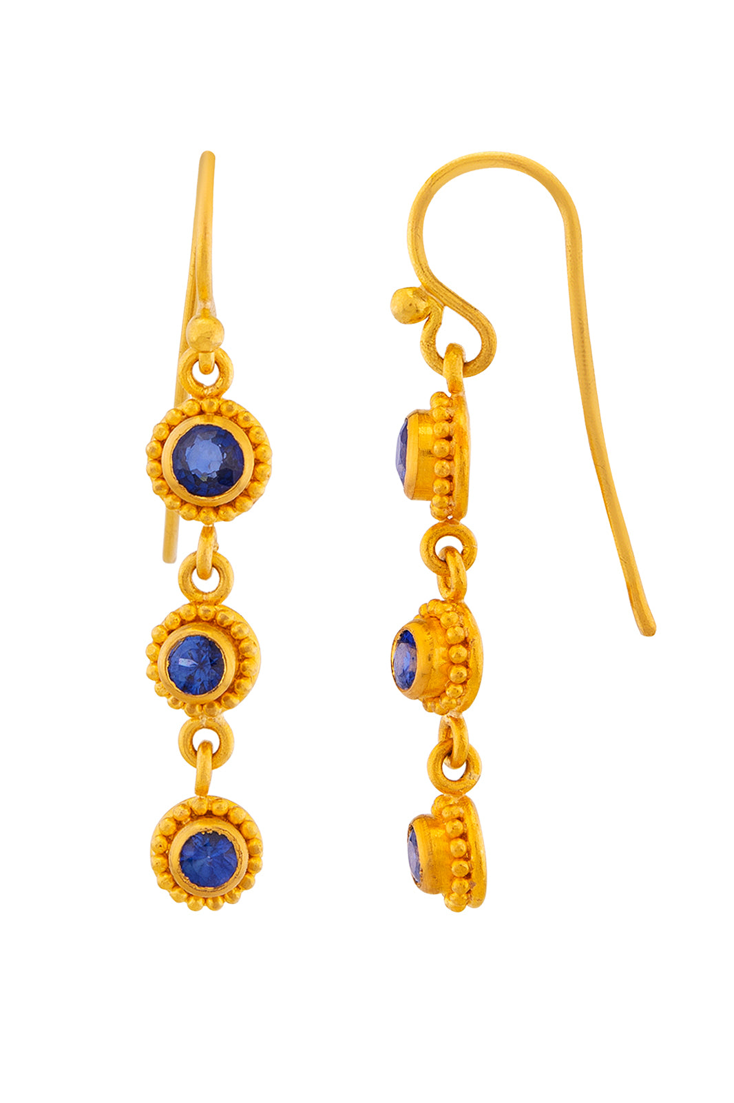 Granulated Bezel Drop Earrings