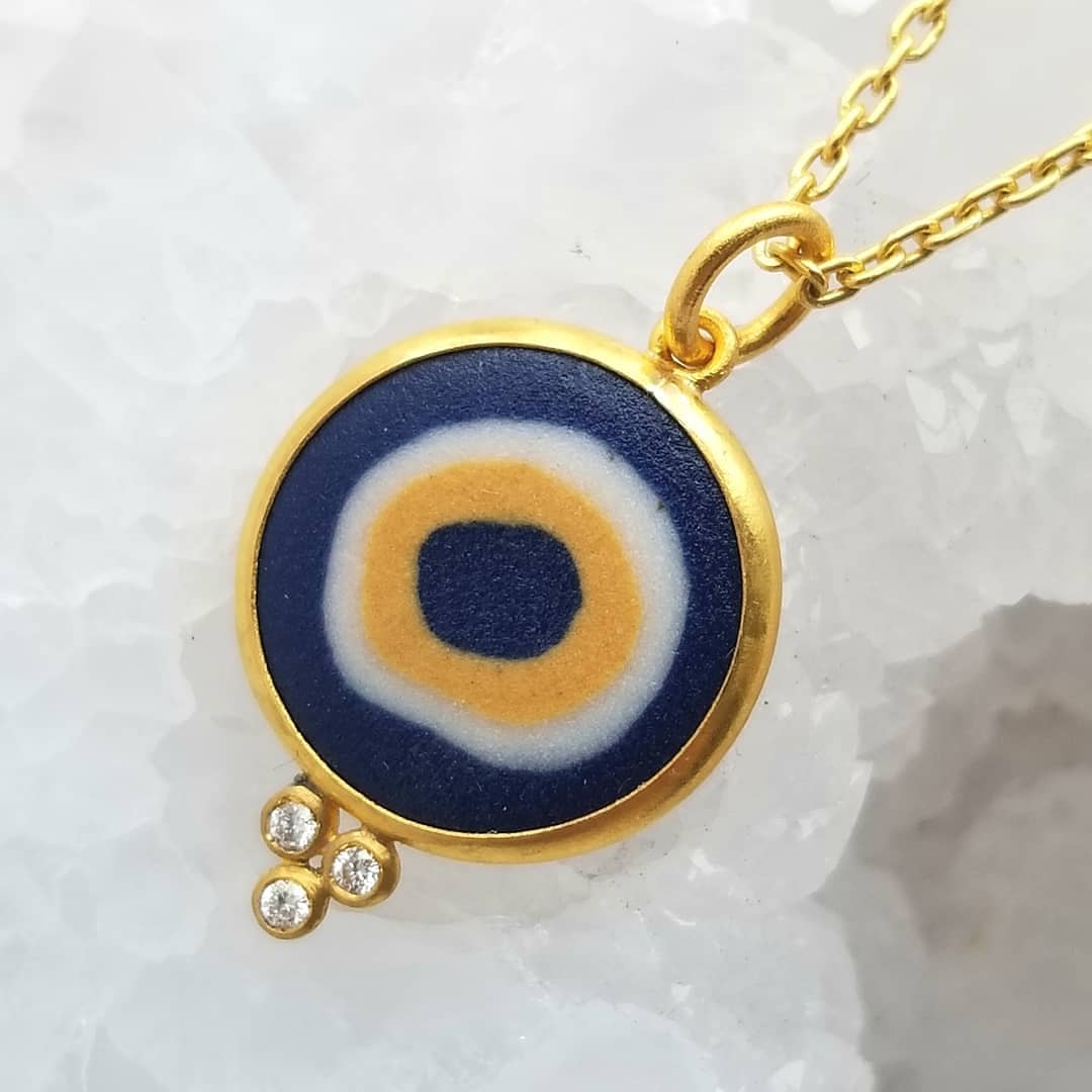 Ceramic Evil Eye Pendant Dark Blue