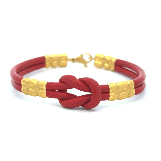 Red Leather Knot of Herakles Bracelet