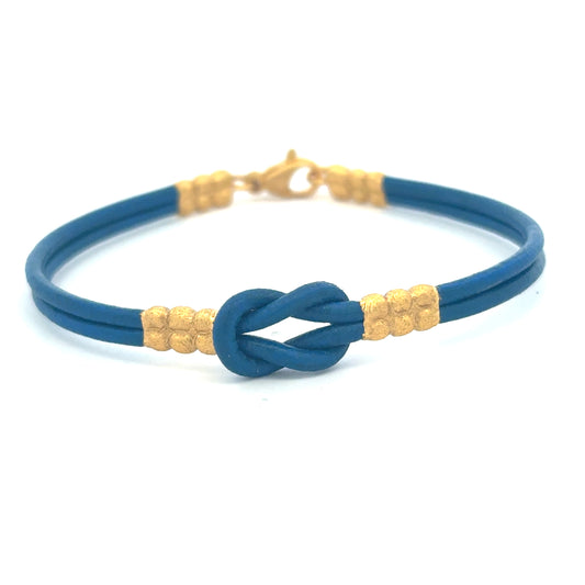 Blue Knot of Herakles Blue Leather Bracelet