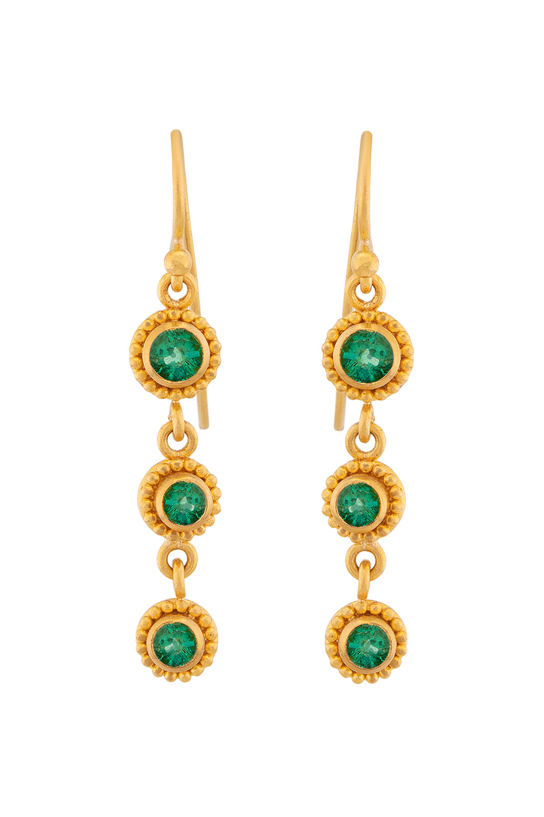 Granulated Bezel Drop Earrings